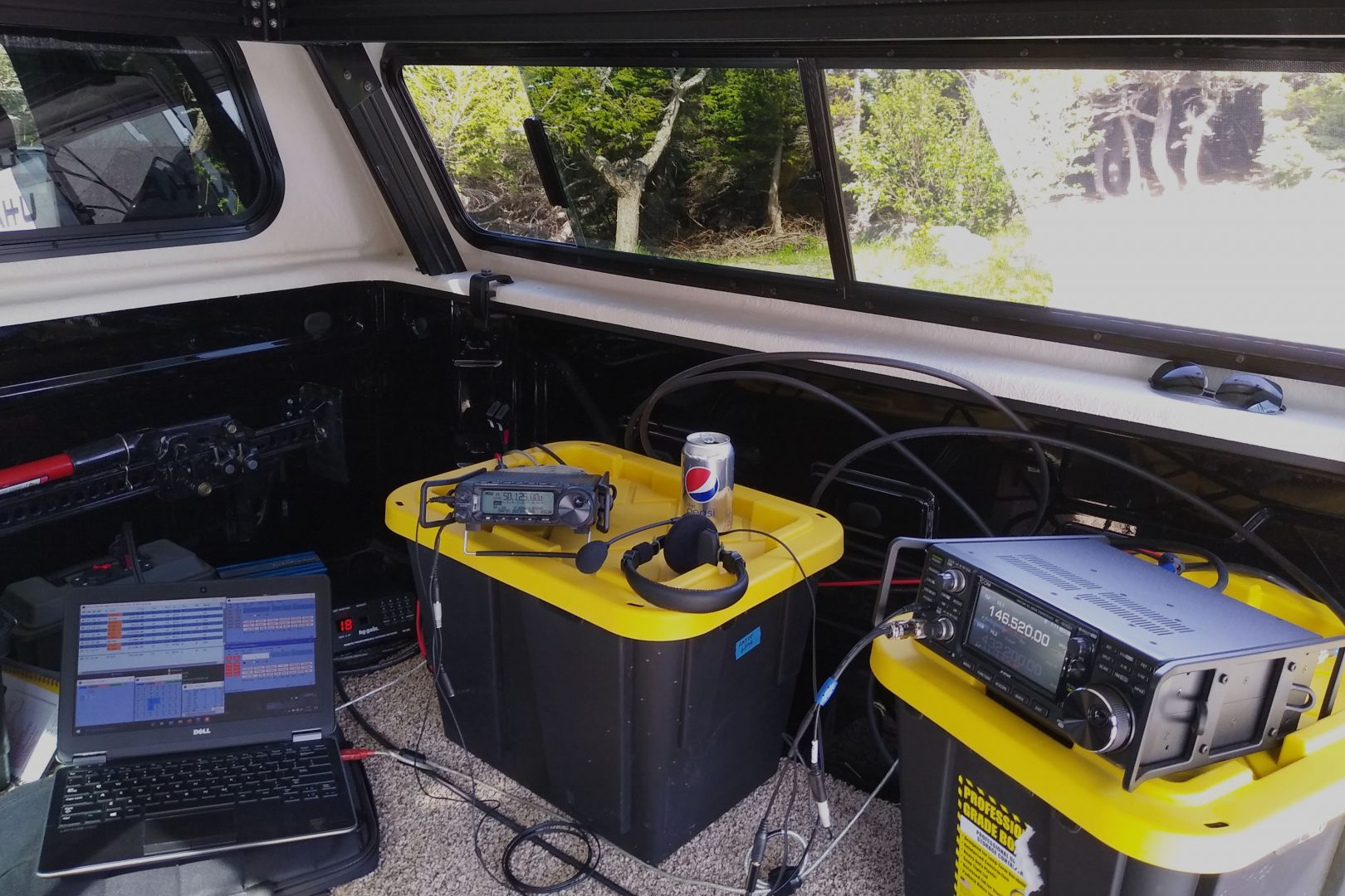 Rover station set up in the back of a truck