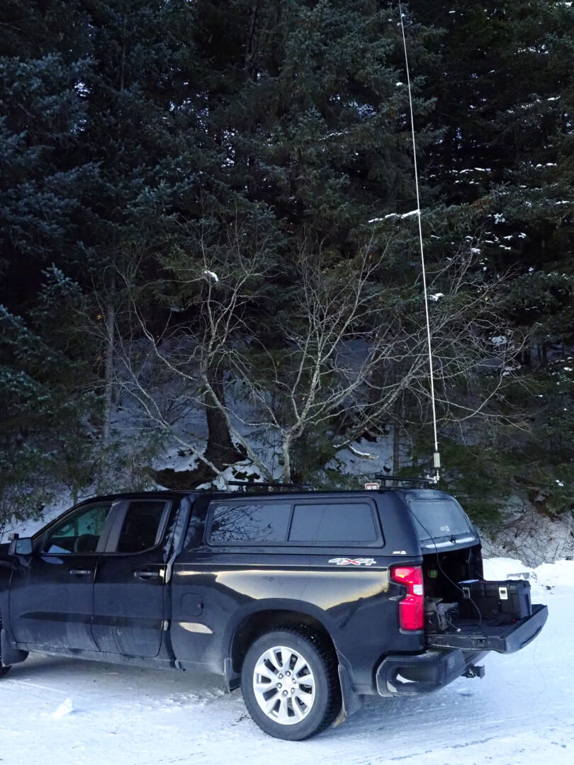 Chevrolet SIlverado with ham radio antenna set up