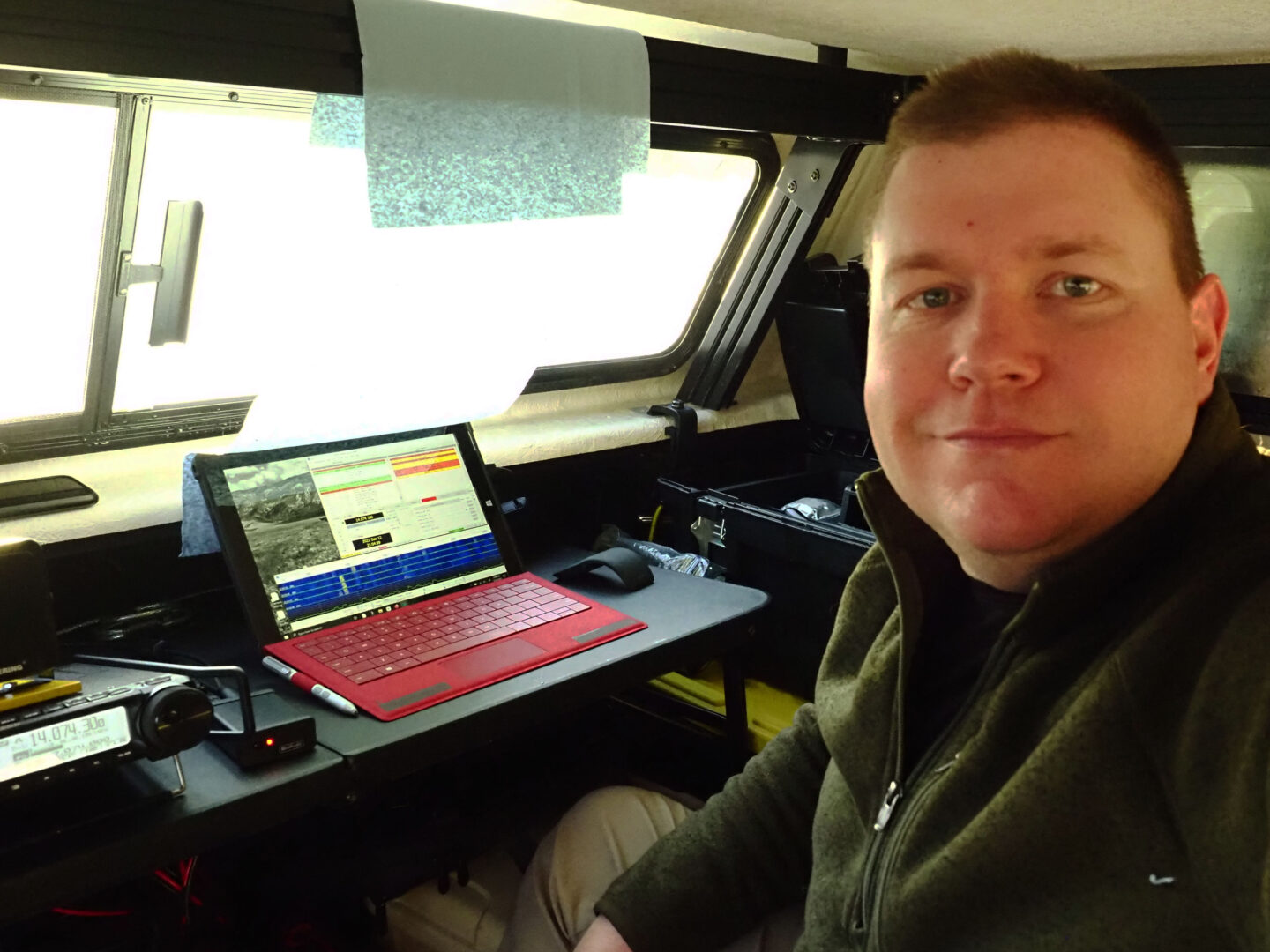 Ham radi ooperator Brandon Clark, KL7BSC, operating portable