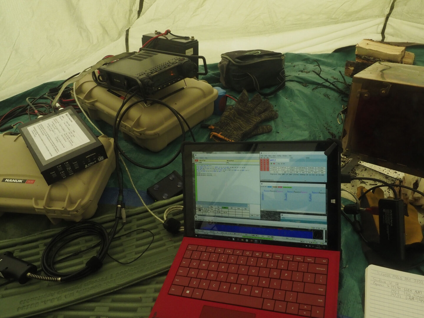 Laptop and ham radio gear for Parks on the Air in Alaska