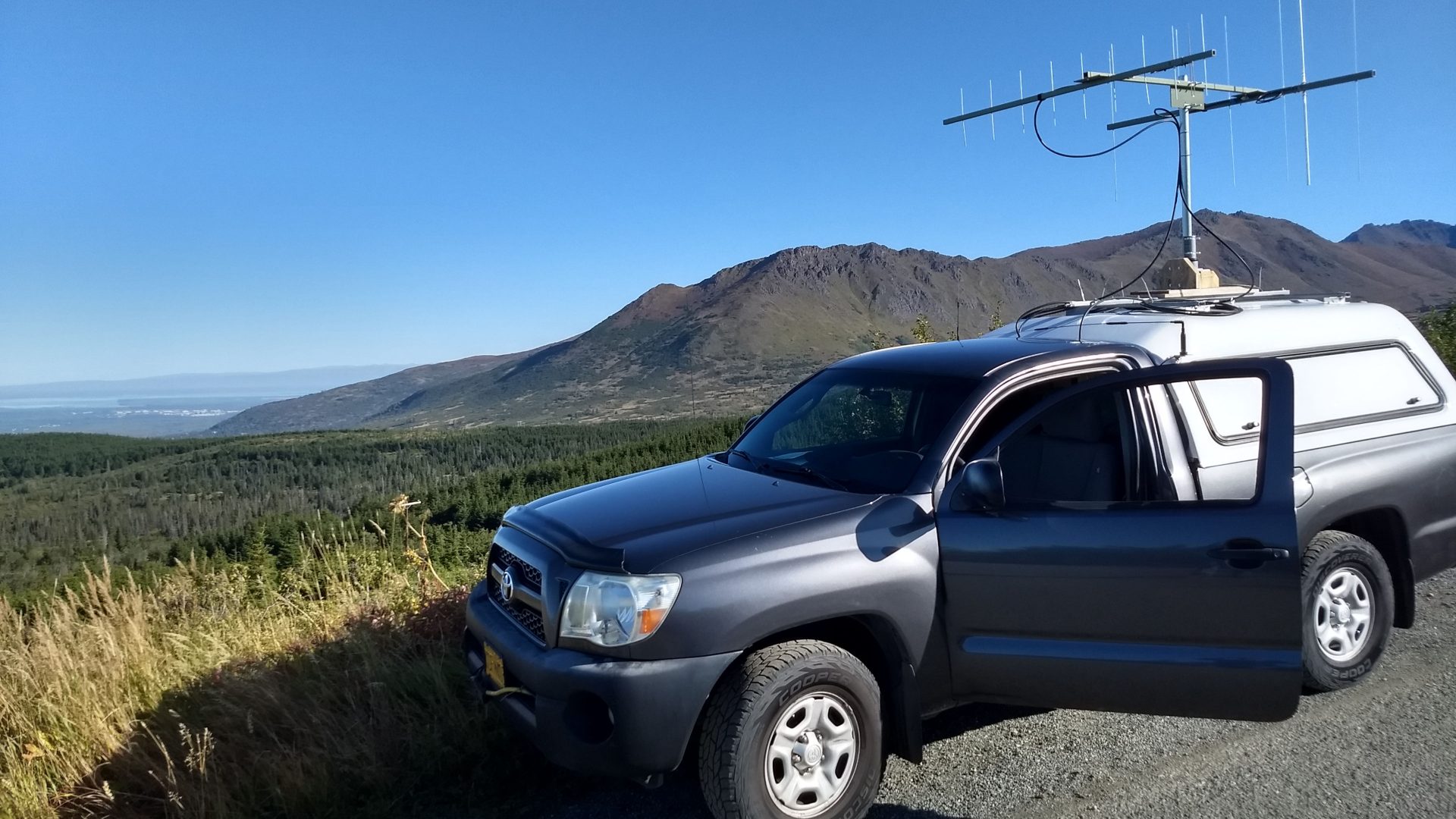 VHF rover on the side of the road above Anchorage, Alaska