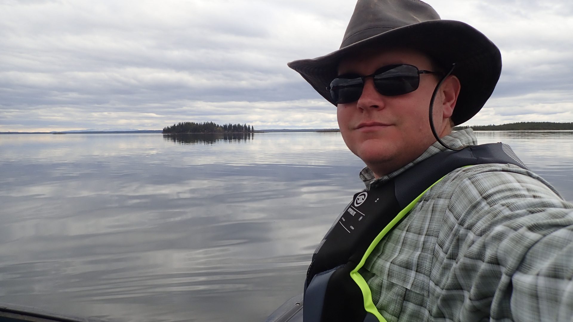 Self-portrait of me canoeing on Lake Louise, alaska